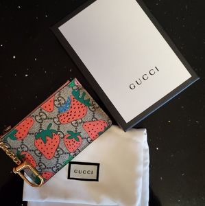 Authentic Gucci Key Case Strawberry Print